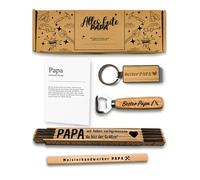 Presentix Set regalo per papà con apribirra, metro pieghevole, matita e portachiavi, regalo di compleanno per uomini, confezione regalo