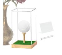 Présentoir de balle de golf - Organisateur compact 8 x 7,5 x 12,5 cm, récipient transparent en acrylique, boîte de présentation de protection avec base en bois | Décor de rangement moderne pour les ve