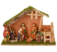 Presepe 30CM 9 Pezzi Con Casa In Legno Decorazione Natalizia