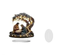 Presepe a LED con albero illuminato, decorazione natalizia religiosa con Maria, Giuseppe, Gesù Bambino e Angelo, luce calda, per la casa o la chiesa