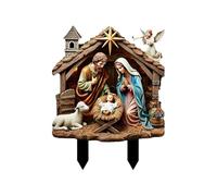 Presepe all'aperto,Presepi all'aperto | Decorazione per presepe di Natale in acrilico 2D - Paesaggio del patio, cartello da giardino per esterno della Natività, inserti da giardino con animali da fatt