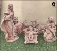 Presepe artigianale in terracotta personaggi re magi statuine per esterno cm 50