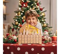 Presepe Casa Scatola Avvento,24 Giorni Decorazione Natalizia in Legno | Calendario 'Avvento con Luci LED e Ornamento a Cassetto | Per Bambini Adulti Casa Scrivania Festa Cristiana