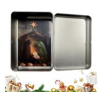 Presepe Con Presepe - Set Sacra Famiglia Artigianale, Espositore Da Stalla In Legno, Ornamento Natalizio Religioso | Figurine Di Gesù Bambino Maria Giuseppe Per La Casa, Mensola Della Chiesa, Decorazi