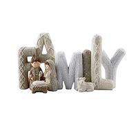 Presepe con statuette della sacra famiglia e scritta "Love", un’adorabile decorazione natalizia per la casa, per interni ed esterni