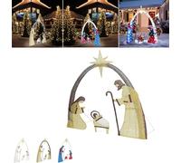 Presepe da esterno, decorazioni natalizie da esterno, presepe, presepe illuminato da esterno, decorazioni natalizie for cortile esterno impermeabile, con 150 luci a LED for cortili e prati(Gold)