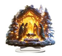 Presepe da tavolo, presepe da tavolo, decorazione da tavolo per la nascita di Gesù, decorazione per la casa | decorazioni natalizie per presepe in acrilico per aerei igluo, decorazione presepe