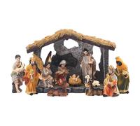 Presepe di Natale con Figure, Presepe Natalizio Completo, Statuette del Presepe Natività in Resina, Statuine del Presepe con Personaggi, Presepe di Natale da Tavolo per Decorazioni di Casa Chiesa
