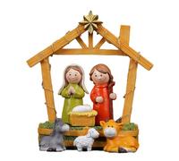 Presepe di Natale illuminato,statuette della Natività di Natale illuminate | Figure di Natività Ornamento della Natività di Natale con luci | Figura della santa famiglia, scene da tavolo dipinte a l