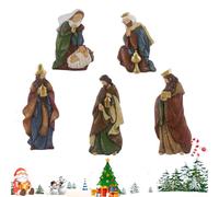 Presepe Di Natale,Set Classico In Resina Da 5 Pezzi,Figure Della Sacra Famiglia Con Gesù Nella Mangiatoia - Per Davanzale Chiesa Portico Tavola Da Pranzo Scuola Bambini Adulti Madre Amici Cristiani