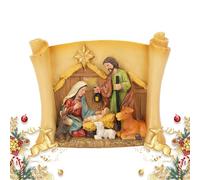 Presepe di Natale Set di bancarelle Figure Sacre Famiglia Decorazione natalizia Classica Decorazione della tavola di Natale Decorazione della tavola di Natale Presepe di Natale Sgabello Decorativo