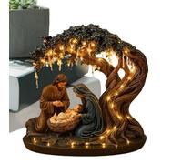 Presepe di Natale - Statua di Gesù con a LED, Decorazione natalizia da tavolo, Presepe 'albero, Decorazione, Scena natalizia fatta a mano | Mensola del tavolo da scrivania, mensola de