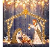 Presepe illuminato da esterno, Presepe for decorazioni natalizie da esterno, Set Sacra Famiglia natalizia for cortile, prato, giardino, Presepe di Natale, Presepe da esterno in metallo, Presepe da est