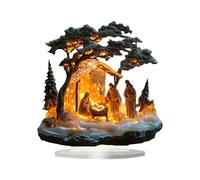 Presepe in acrilico - Elegante presepe di Natale, decorazioni religiose moderne | Decorazioni in acrilico Figura da tavolo della Natività, Display trasparente della Sacra Famiglia, Scena in acrilico p