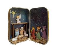 Presepe In Formato Tascabile,Statuine Religiose Mini 3D Portatili Per La Decorazione | Statuine di Gesù Bambino Natalizie confezionate in Scatola - Per Scrivania Mensola Ufficio Camera Da Soggiorno