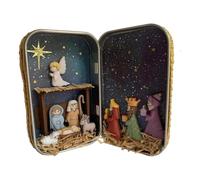 Presepe In Formato Tascabile - Statuine Religiose Mini 3D Portatili Per La Decorazione | Statuine di Gesù Bambino Natalizie confezionate in Scatola - Per Scrivania Ripiano Ufficio Casa Camera Da