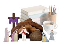 Presepe in Legno per la Rappresentazione della Natività | Decorazioni Religiose in Stile Rustico - Set Presepe - per Decorazione di Interni Giardino Tavolo Casa Chiesa Serate Familiari e Pasqua