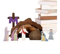 Presepe in Legno per la Rappresentazione della Natività - Figure Religiose Rustiche per il Presepe,Scene Presepistiche Per Tavolo - Per Casa Chiesa Serata Familiare Pasqua Interno Giardino e Tavolo