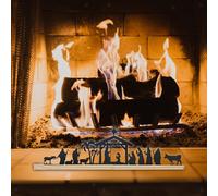 Presepe in Metallo con Base in Legno Figura Religiosa per Mensola TV