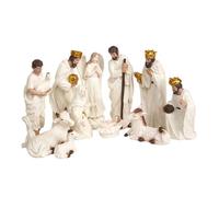Presepe in resina con sacra famiglia e asino, decorazione da tavolo per interni