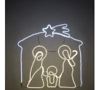Presepe Luminoso Led Neon Bifacciale, Bianco Caldo e Freddo, L. 75 x H. 75 cm