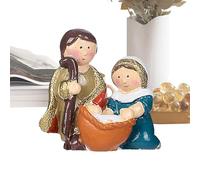 Presepe natalizio in resina, presepe in resina, presepe natalizio, ornamenti per la nascita di Gesù, scena della sacra famiglia, presepe per scrivania