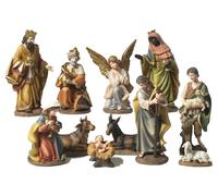 Presepe Natività completo 11 soggetti in resina decorata cm. 30
