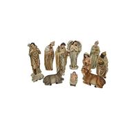 Presepe Natività effetto legno con 11 soggetti Fino a 20 cm Personaggi Statue BIANCA Natività Grande Giuseppe Maria Gesù Bambino, Re Magi, Bue e Asinello, Angelo, Pastore con Pecora