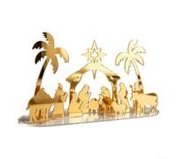 Presepe Oro Specchiato Acryl 30cm per decorazione Natale Presepe(JM1176) | Figure sacre dettagliate, famiglia e angeli, finitura oro specchiato, per stile spirituale elegante