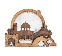 Presepe per interni con a LED - Decorazione in legno della Sacra Famiglia per mensola del caminetto, scrivania ed espositore per la fattoria, scena natalizia e pasquale alimentata tramite USB