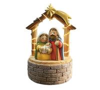 Presepe per Interni,Decorazioni Natalizie In Resina Con Luce LED | Statua della Natività Figure Collezionabili Decor da Tavolo - per Tavolo Scaffale Camera da Letto Soggiorno Ufficio Dormitorio Festa