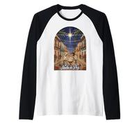 Presepe portoricano con Design Natalizio Maglia con Maniche Raglan