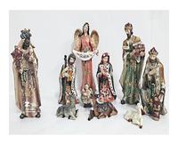 PRESEPE STATUE SET NATIVITA' 10 PZ IN VESTE ANTICA CON BRILLANTINI PRESEPIO
