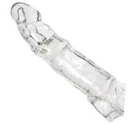 PréServatif Masculin Allongé à Double Orifice En Cristal Retardant L'éJaculation PréServatif Pour PéNis Allongé Jouets De Flirt Pour Couple Pouvant Stocker Le Sac De Sperme (Allongé 65Mm)