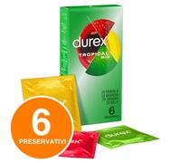Preservativi DUREX TROPICAL 6 Profilattici Aromatizzati Gusto Frutta Colorati