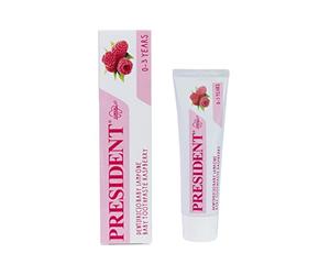 President DENTIFRICIO BABY PER BAMBINI DA 0 A 3 ANNI. Gusto Lampone, Senza Fluoro, parabeni, SLS, allergeni e PEG per far crescere i primi denti in modo sano, proteggendoli dalla carie - RDA 20-30ml