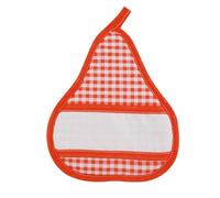 Presina da cucina a quadretti, forma mela o pera, con etamine, presina da cucina tinta unita da ricamare - Made in Italy (PERA, ARANCIO)
