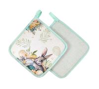 Presina di Pasqua - Primavera Estate - Ideale Come Regalo e Decorazione da Tavolo - Made in Italy (GREEN RABBIT, QUADRA)