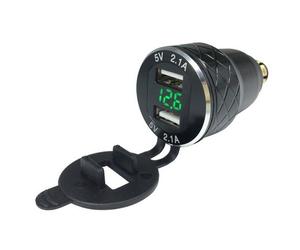 Presina Verde LED Per Moto Presa DIN Doppia Porta