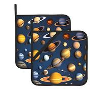 Presine con pianeti del sistema solare, set di 2 presine da cucina resistenti al calore stampate per cucinare in modo sicuro ed elegante, come regalo per le donne.