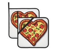 Presine da 2 pezzi con tasca, sottopentola resistente al calore per piani di lavoro, presine da forno, sottopentola a forma di cuore "I Love Pizza", per la cucina, la cottura, il sottopentola, da 8
