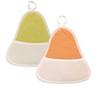 Presine da Cucina a forma di Campana da ricamare a punto croce, Set da 2 Pezzi presine campana con tela aida, Coppia di presine da cucina (POIS VERDE/ARANCIO)