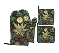 Presine Da Cucina A Puff In Time Weed Marijuana Con Presina Morbida Oven Gloves Pratico Guanti Da Forno E Presine Per Cucina Arrostire Bbq Set Of 4