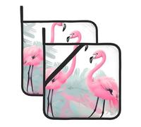 Presine da cucina con fenicotteri rosa, set di 2, resistenti al calore, stampate, per cucinare in modo sicuro ed elegante, come regalo per le donne.