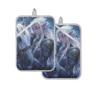 Presine da cucina resistenti al calore con arcieri gioco anime donna presina con tasche presine calde presine pad guanti da forno confezione da 2