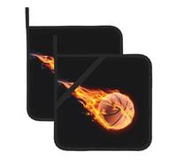 Presine da cucina resistenti al calore con motivo "Basketball On Fire", set di 2, per cucinare in modo sicuro ed elegante, come regalo per le donne.