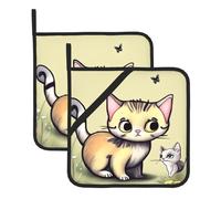 Presine da cucina resistenti al calore con motivo gatto e farfalla, set di 2, per cucinare in modo sicuro ed elegante, come regalo per le donne.