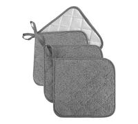 Presine da cucina, set di 4 presine in cotone, per cucina e sala da pranzo, essenziali, decorazione e accessori, grigio, panno in spugna da 17,8 cm, per forno, teglie da forno (grigio)