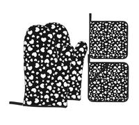 Presine Da Cucina Whimsical Black And White Hearts Pattern Con Presina Pratico Presina E Guantone Extra Spessi Guanti Da Forno Per Arrostire Barbecue Cucina Set Of 4