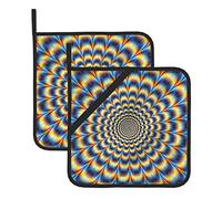 Presine GIF con illusione ottica a spirale, set di 2 presine da cucina resistenti al calore stampate per cucinare in modo sicuro ed elegante, regali per le donne.